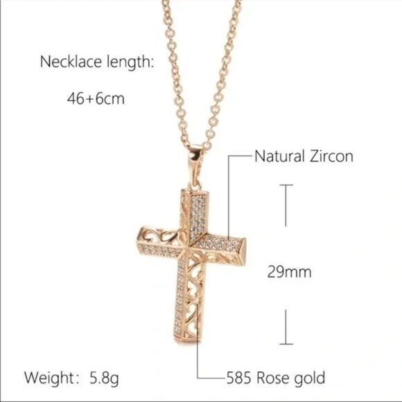 𝅺⭐️Rose Gold Micro Pave Cross Necklace - Picture 4 of 10